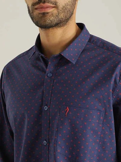 Indian Terrain Men All Over Print Navy Shirt